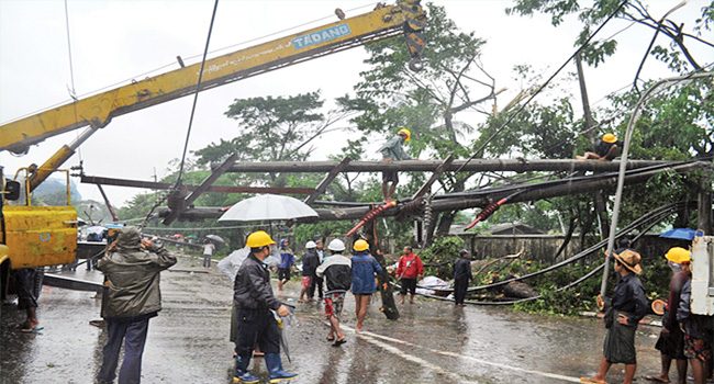 စရန်ကုန်တွင် မုန်တိုင်းဝင်ရောက်မည့် ကာလအတွင်း မီးရော ရေပါ ပြတ်တောက်နိုင်